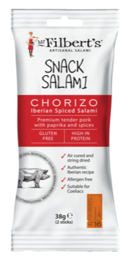 124336 SAV. Mr Filberts Salami Chorizo Twinsticks  15x38g