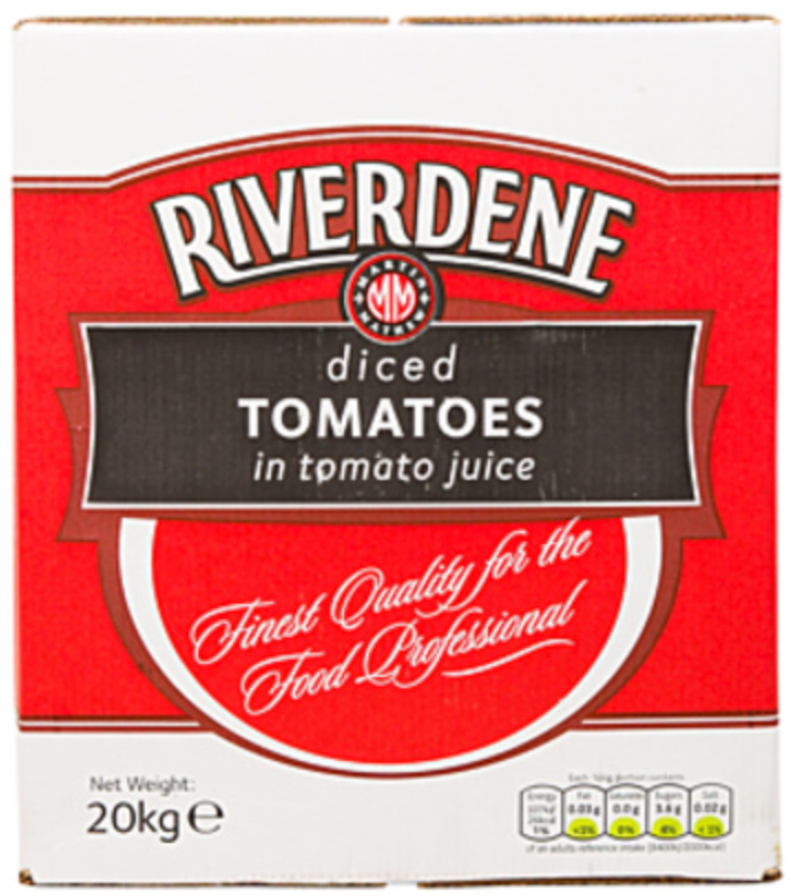169887 SAV. Riverdene Chopped Tomatoes Bag in Box  20kg