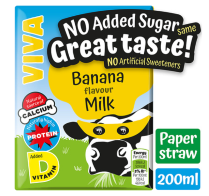 130694 SAV. Viva Banana Milk Drink - No Added Sugar 27 x 200ML