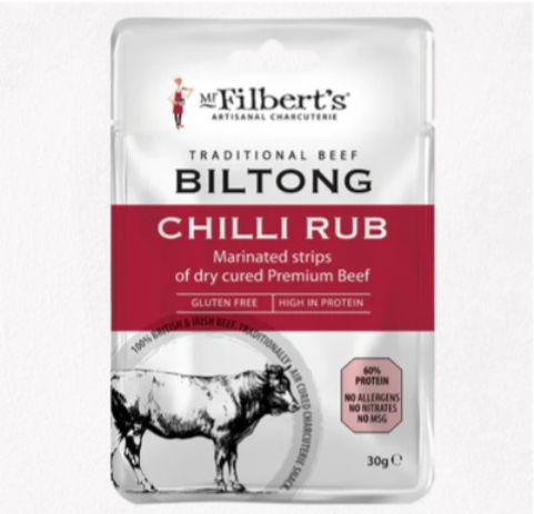 154802 SAV. Mr Filberts Chilli Rub Biltong 20 x 30G