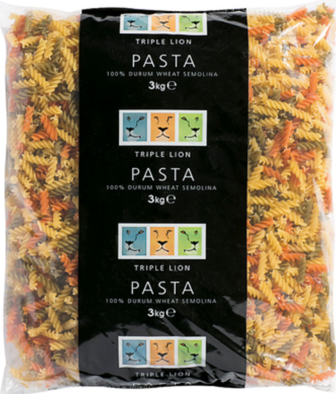 137309 SAV. Triple Lion Tricolour Fusilli Spirals 3kg