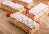 CNF23/07. Gluten free coconut & raspberry slice