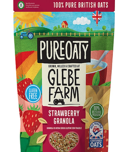 118454 SAV Glebe Farm Gluten Free Strawberry Oat Granola Red Tractor 325g