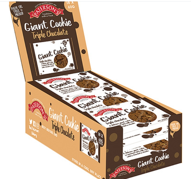 110806 SAV Patersons Triple Chocolate Giant Cookies 60g (18 Pack)