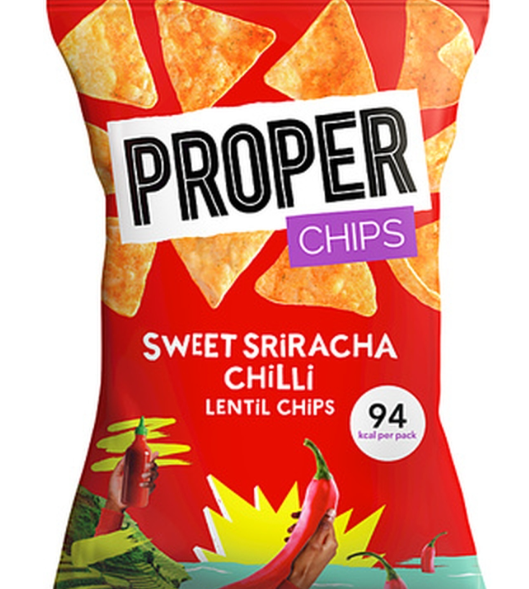 124004 SAV Proper Chips Sweet Sriracha Chilli Lentil Chips 20g (24 Pack)
