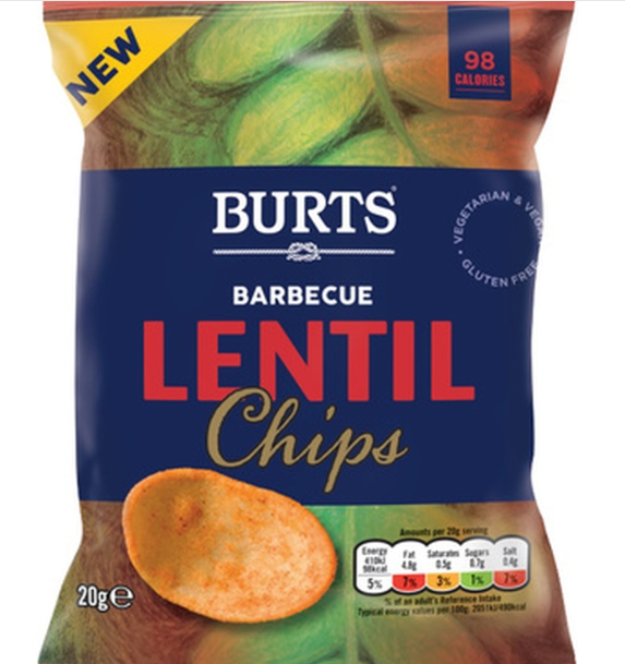 124154 SAV Burts Barbeque Lentil Chips 20g (16 Pack)