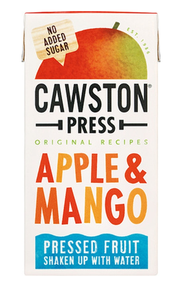 153542 SAV. Cawston Press Apple and Mango Fruit Water 200ml (18 Pack)