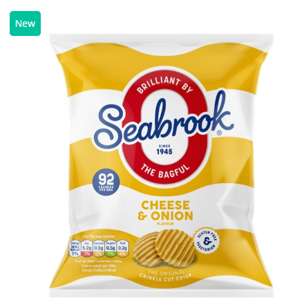 166166 SAV. Seabrook Snacks Cheese and Onion Crisps 50 x 18G
