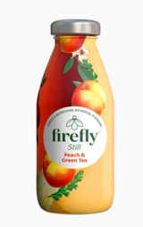 SAV. Firefly Peach and Green Tea Juice Drink in Glass Bottle 330ml (12 Pack)