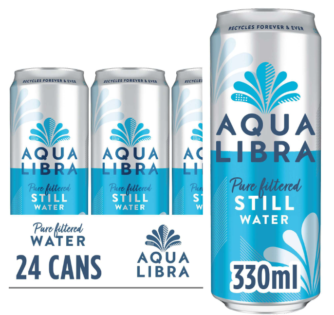 SAV. Aqua Libra Still Water Can 330ml (24 Pack)