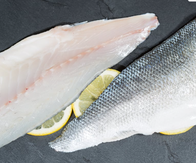 STICK.  Fz Sea Bass Fillets (NET), Scaled Pin Boned Vacuum Packed 10's 100-140g
