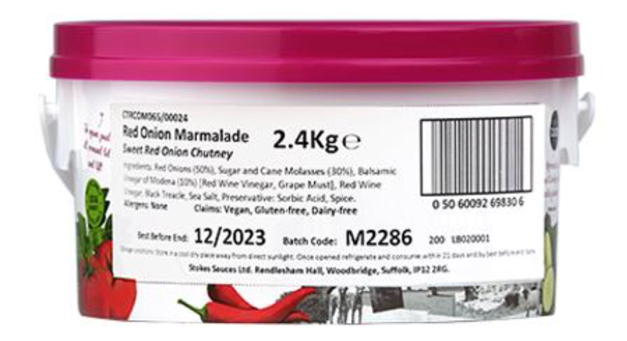 Elite. Stokes Red Onion Marmalade 1x2.4kg
