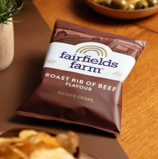 Elite. Fairfield's Farm Roast Rib of Beef Crisps 36 x 40g