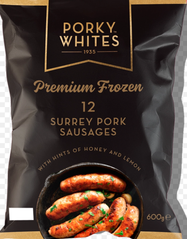 Elite. Porky Whites Frozen Pork Sausages 6s Approx 26 - 2kg