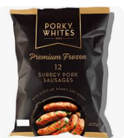 Elite.Porky Whites Frozen Cumberland Sausage 6s GF - 2kg