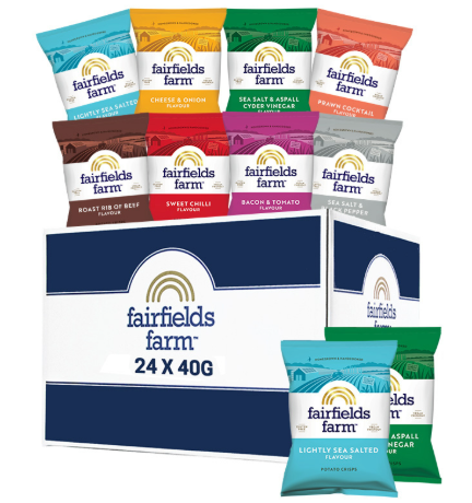 Elite. Fairfields Farm Mixed Cased Crisps 24x40g