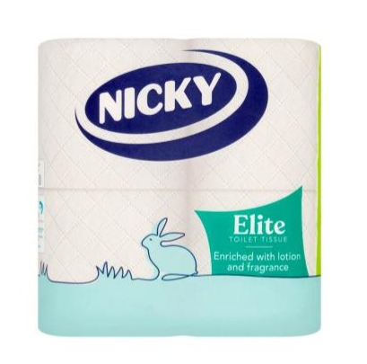 614062 SAV. Nicky Elite Quilted White 3 Ply Toilet Roll 4 Rolls (10 Pack)