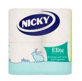 614062 SAV. Nicky Elite Quilted White 3 Ply Toilet Roll 4 Rolls (10 Pack)