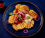 Elite. Lamb Westons Original Seasoned Crisscuts Skin On Fries 4x2.5kg