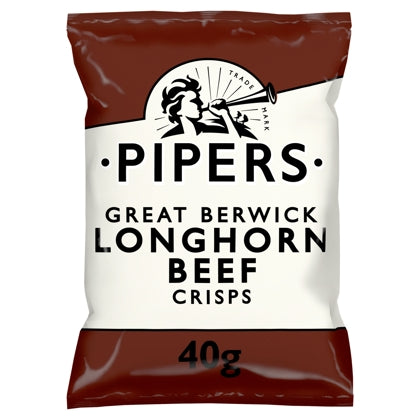 Elite. Pipers Longhorn Beef Crisps 24x40g