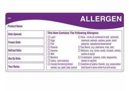 Elite. Allergen Label 50.8mm x 101.6mm  x500
