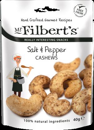Elite. Mr Filberts Salt & Pepper Cashews Snack Pack 20x40g