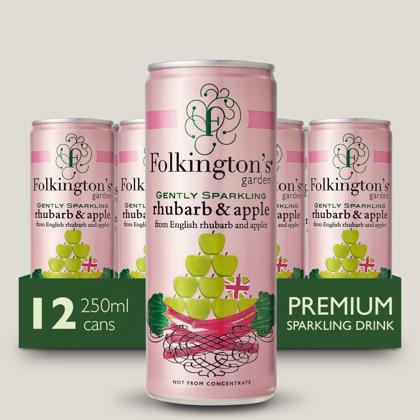 Elite. Folkingtons Rhubarb & Apple Pressed Cans  12x250ml